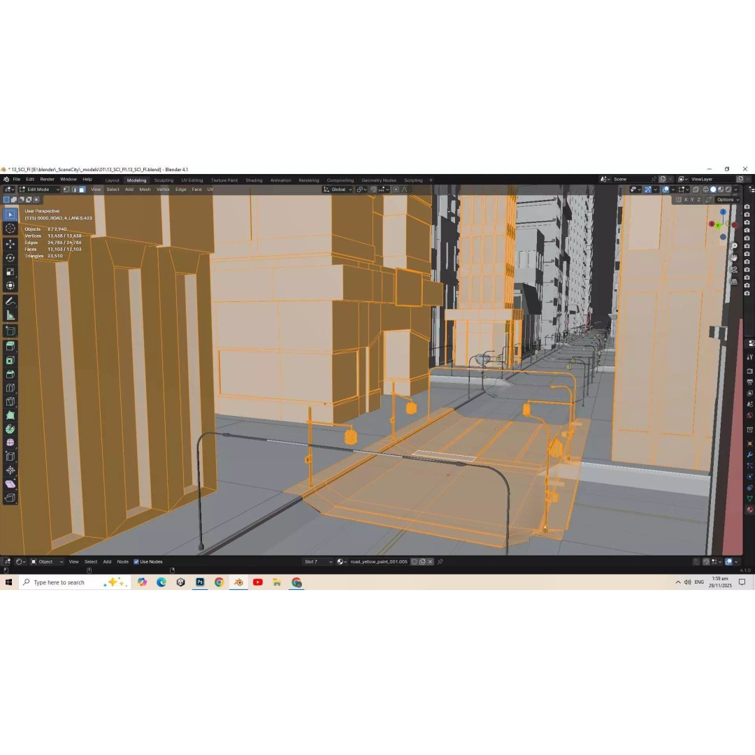 Alien Planet City 3D Model – Low Poly Sci-Fi Landscape for Games - View 19