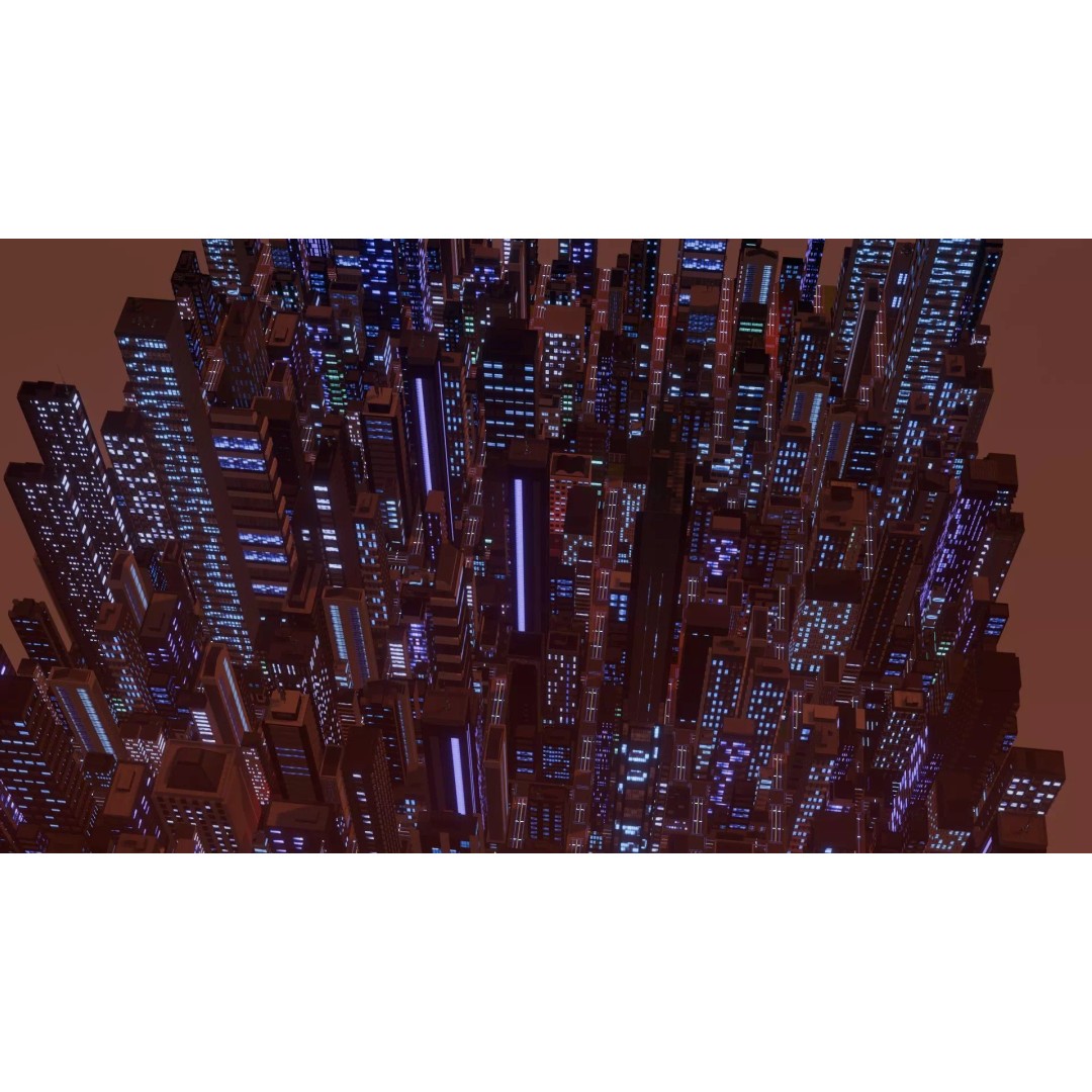 Alien Planet City 3D Model – Low Poly Sci-Fi Landscape for Games - View 2