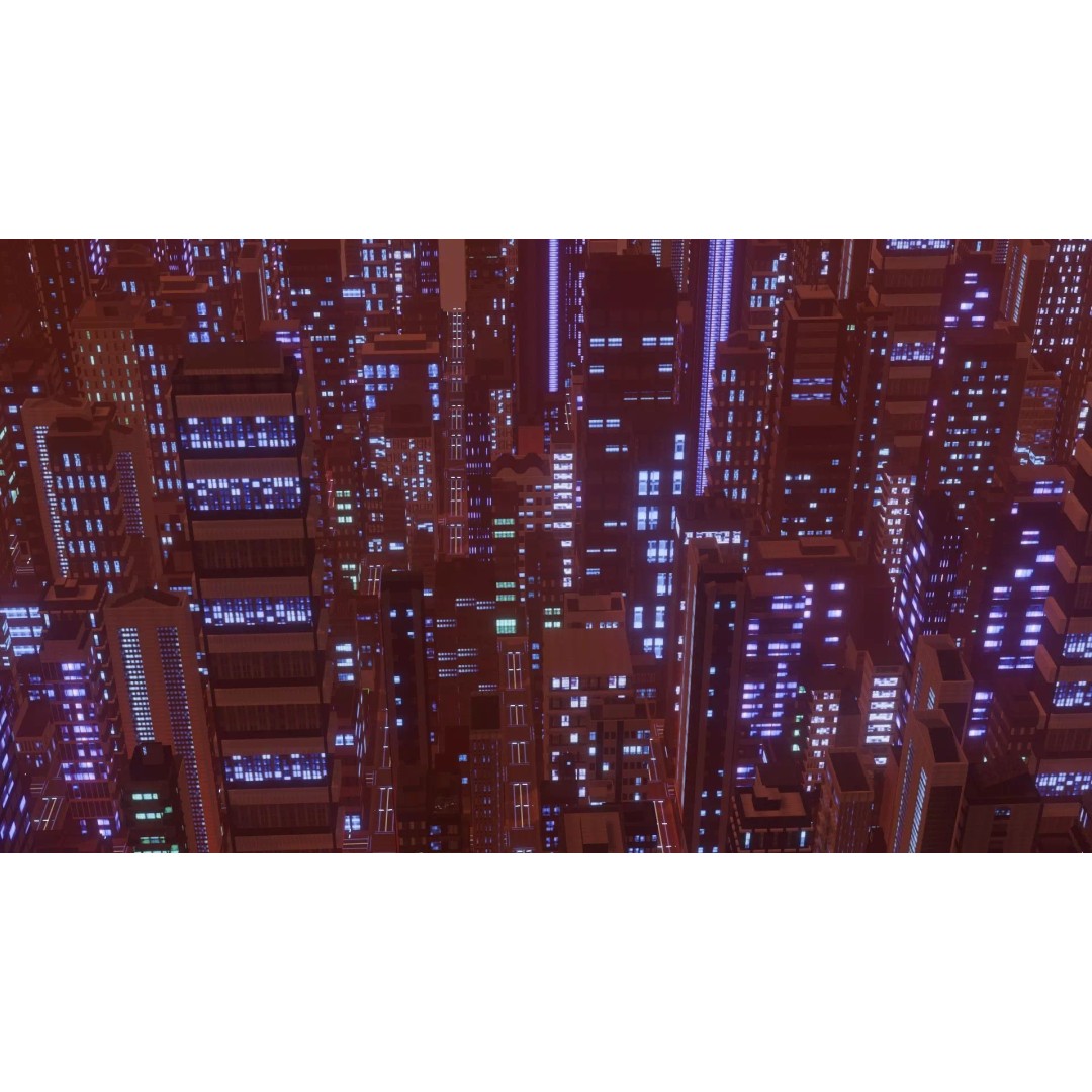 Alien Planet City 3D Model – Low Poly Sci-Fi Landscape for Games - View 6