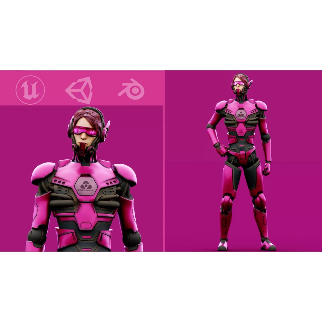 CYBORGTOPIA B-35 3D Model – Rigged Sci-Fi Character for Unity & Unreal Engine - View 2