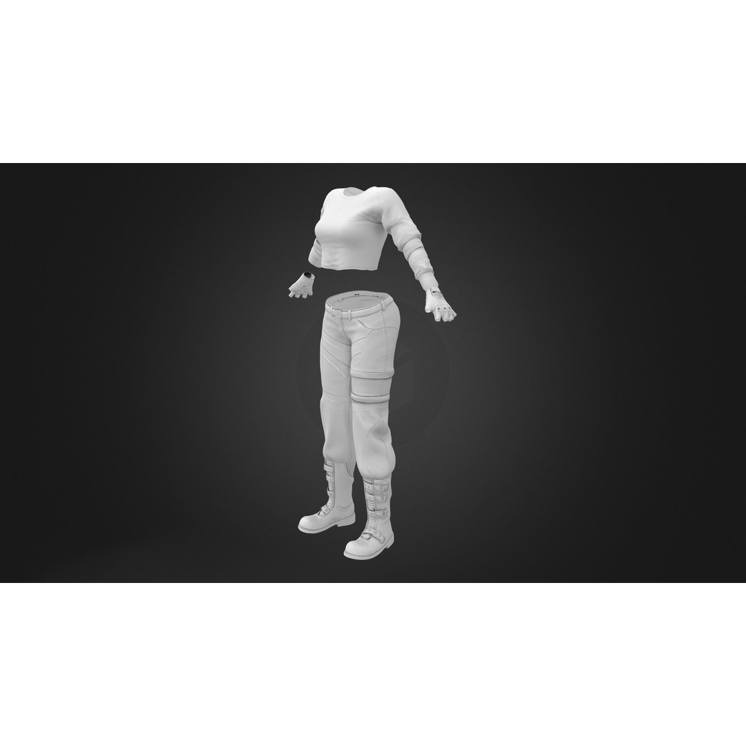 Space Biker Outfit 3D Model – Low Poly Costume with PBR Textures