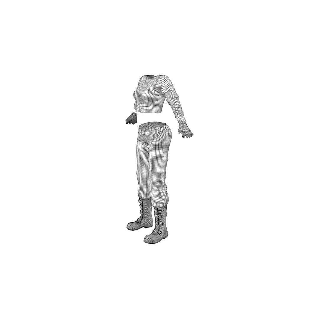 Space Biker Outfit 3D Model – Low Poly Costume with PBR Textures - View 13