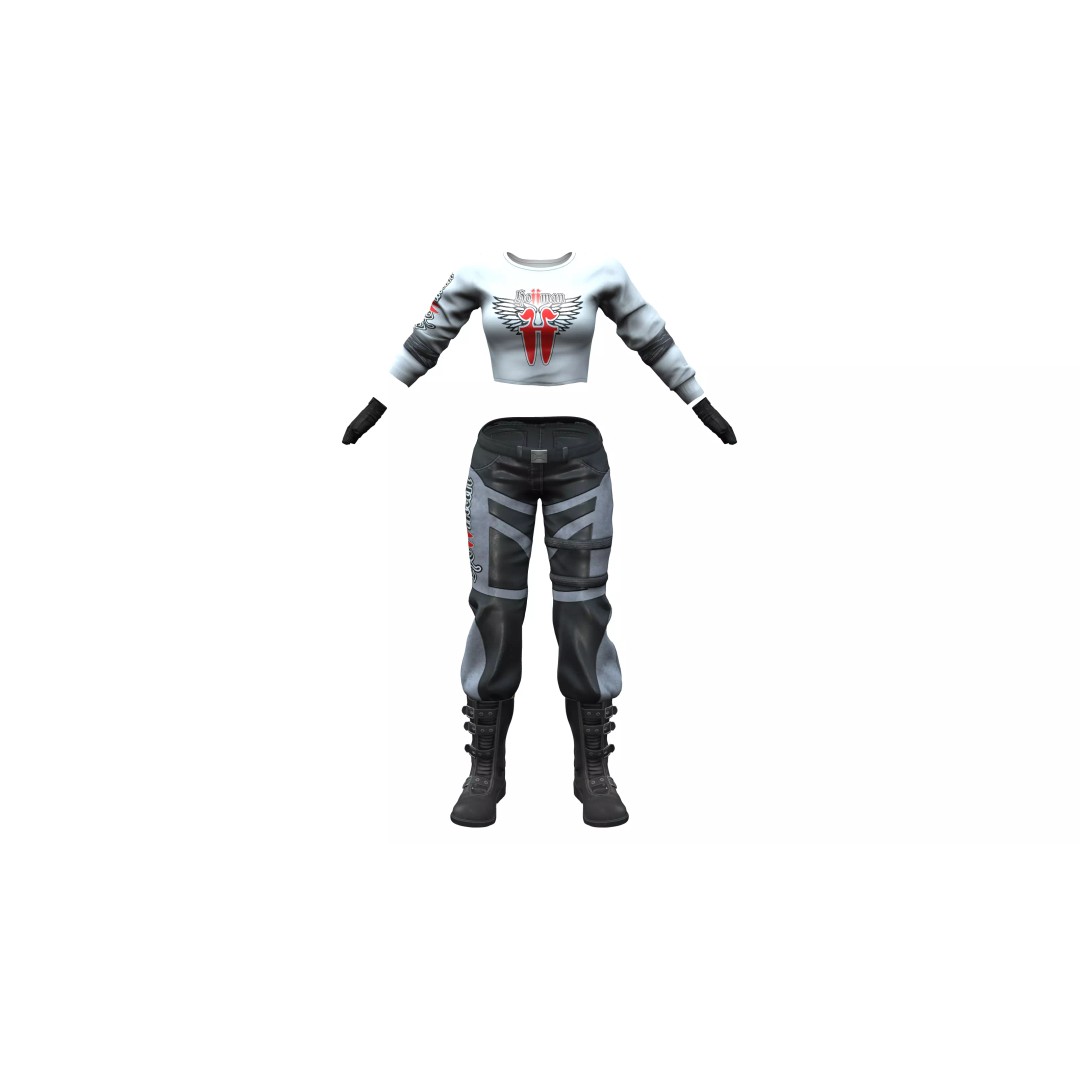 Space Biker Outfit 3D Model – Low Poly Costume with PBR Textures - View 2