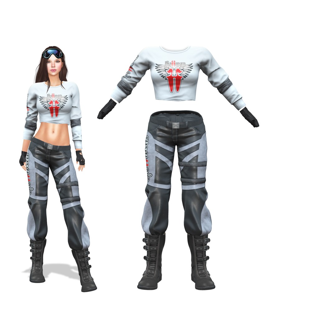Space Biker Outfit 3D Model – Low Poly Costume with PBR Textures - View 3