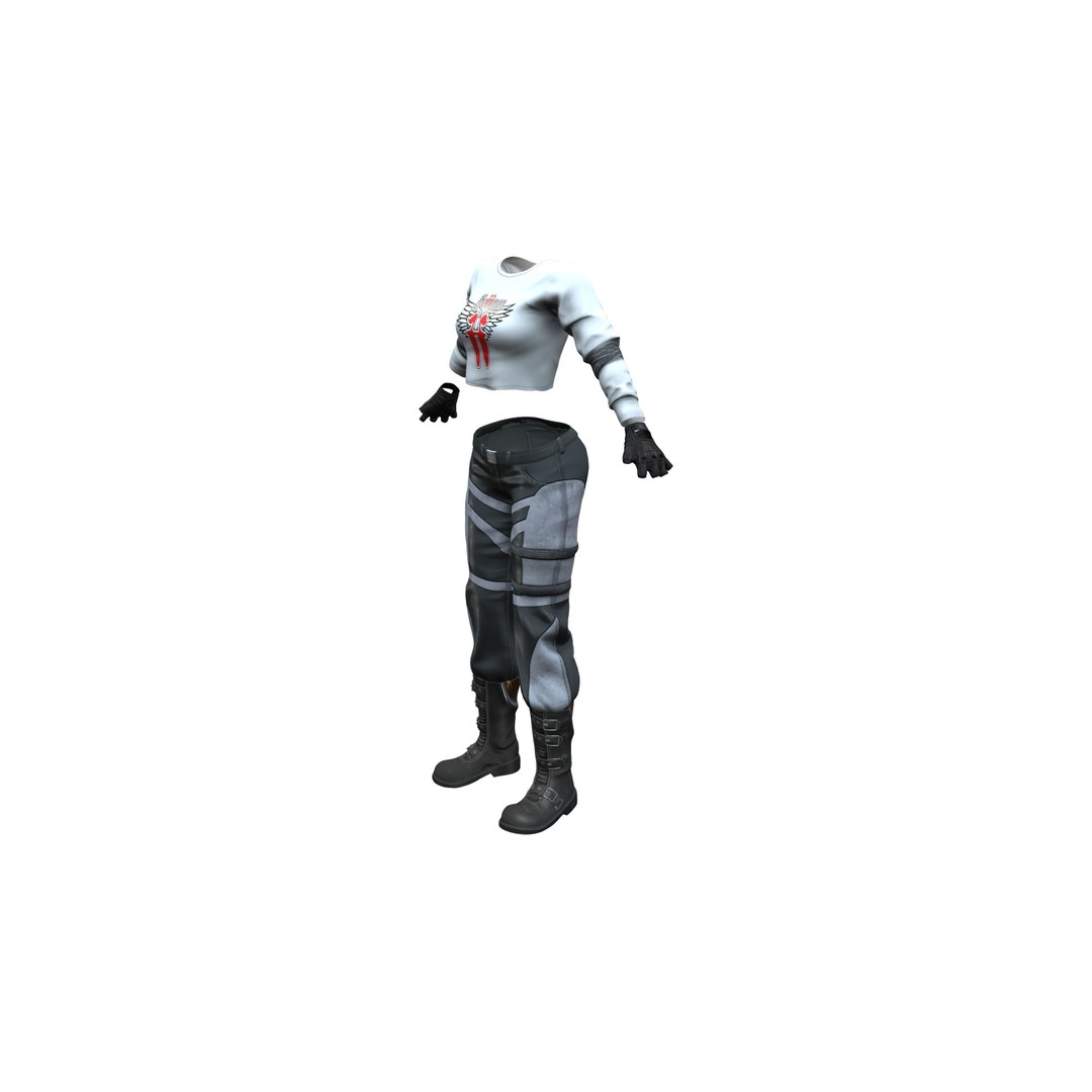 Space Biker Outfit 3D Model – Low Poly Costume with PBR Textures - View 8