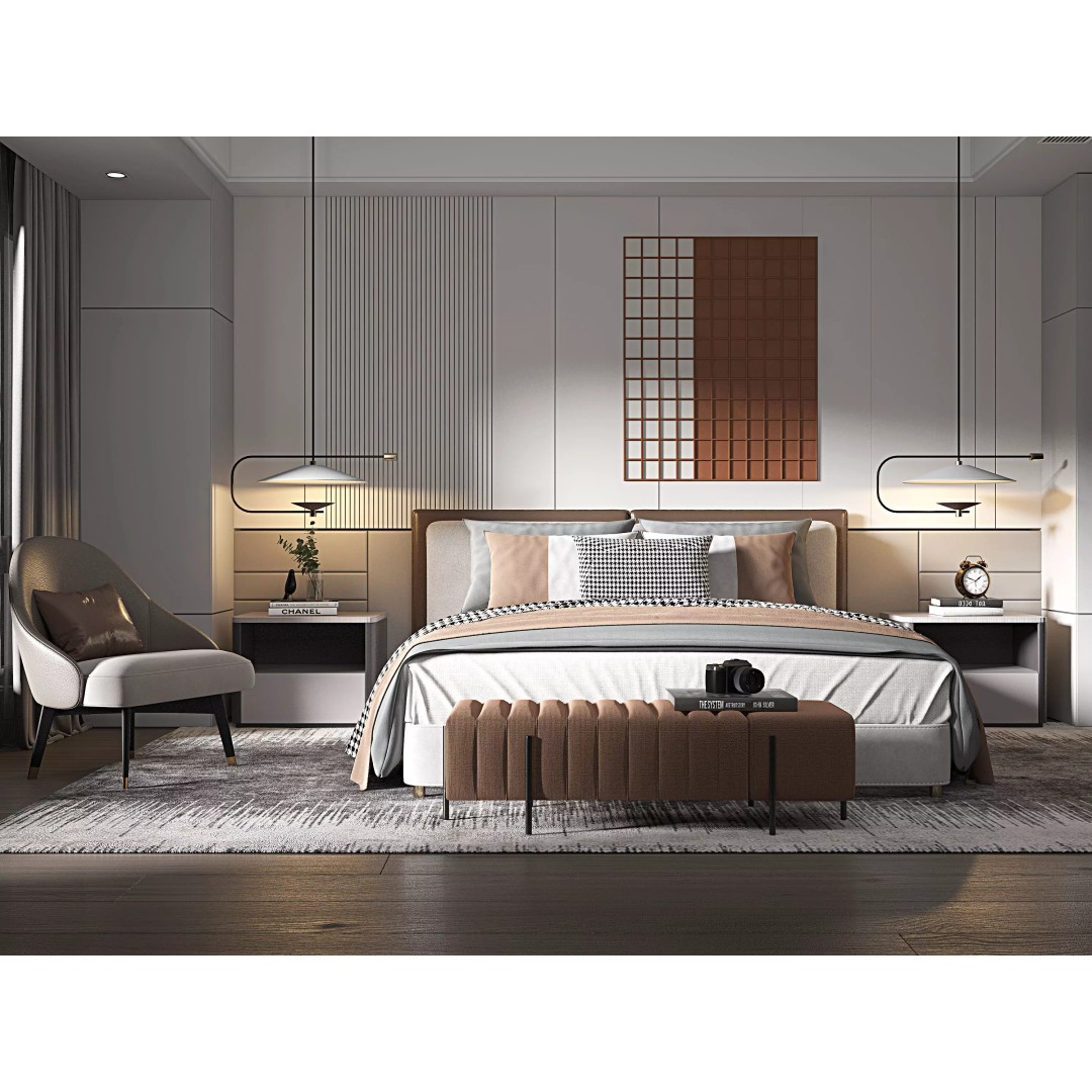 Modern Bedroom 3D Model – Interior Design Asset, FBX, OBJ - View 2