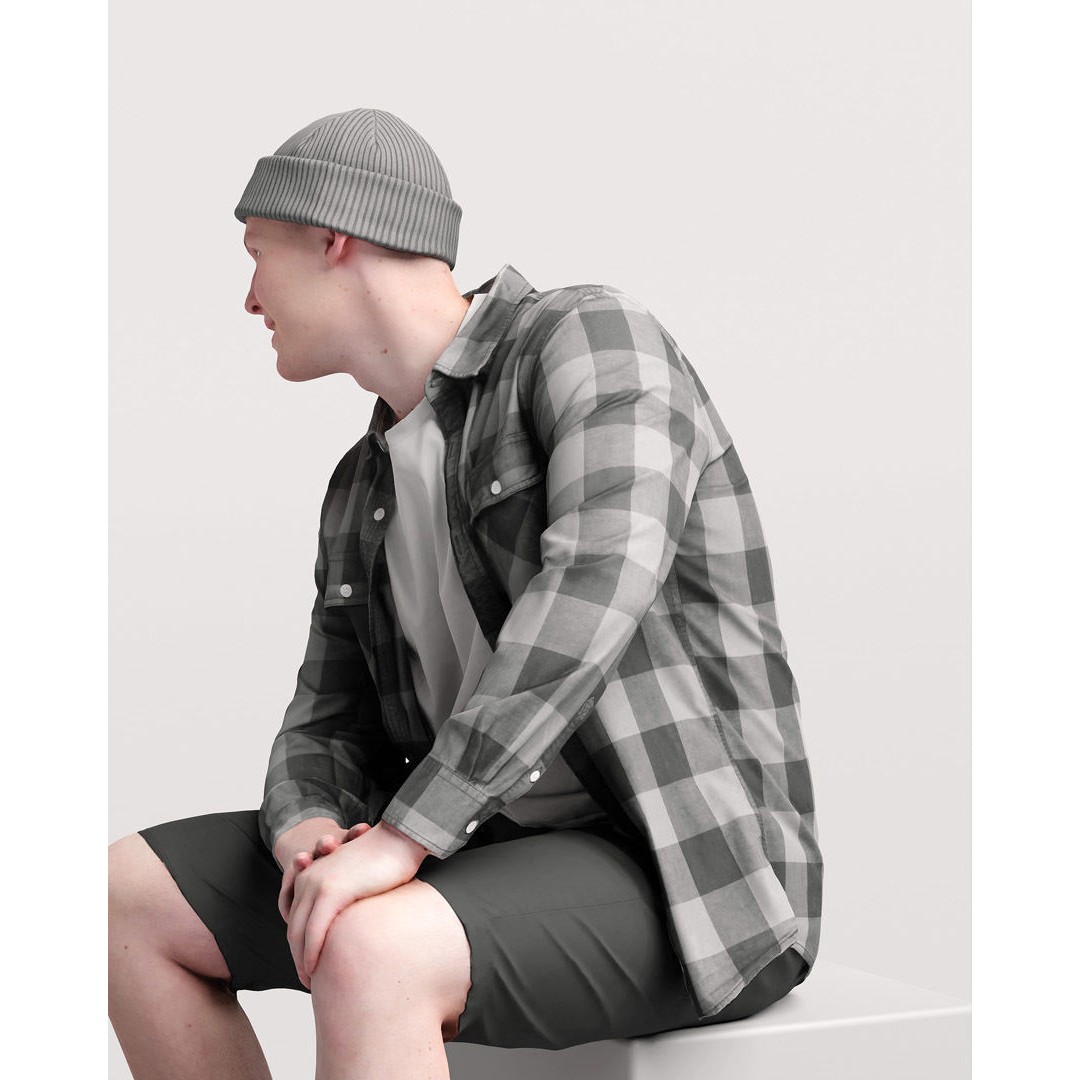 Humano Sitting Man 3D Model – Realistic Character with PBR Textures - View 10