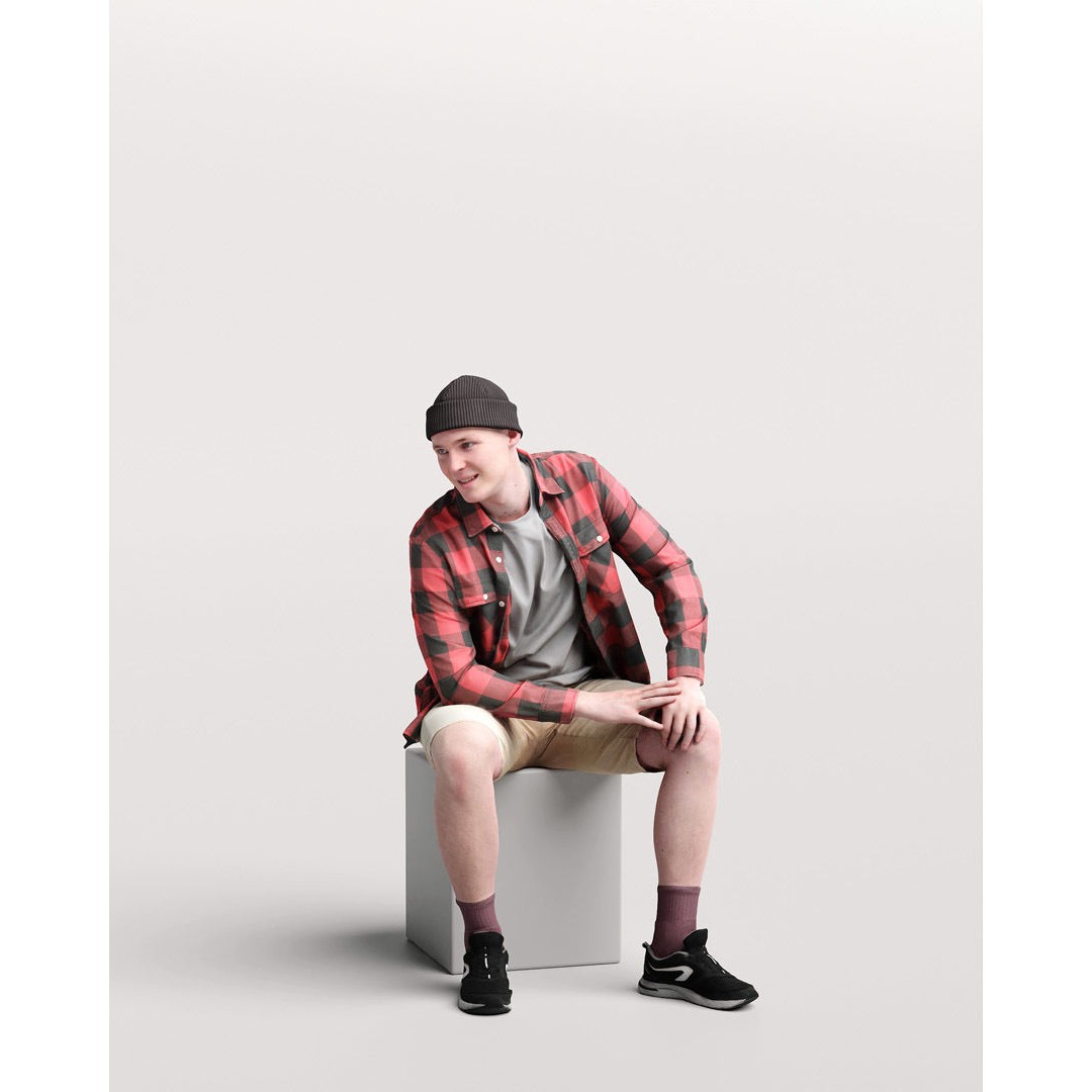 Humano Sitting Man 3D Model – Realistic Character with PBR Textures - View 11