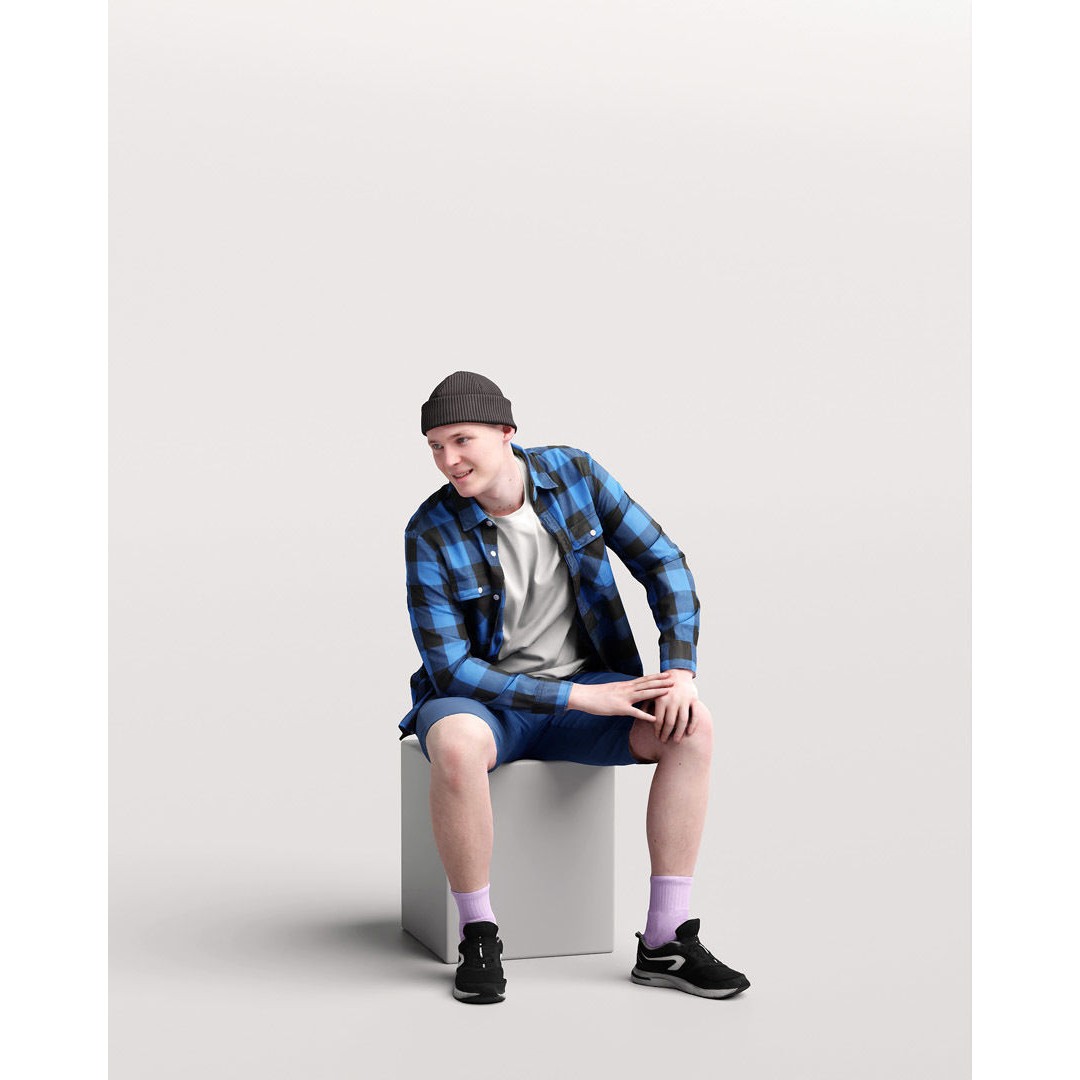 Humano Sitting Man 3D Model – Realistic Character with PBR Textures - View 12