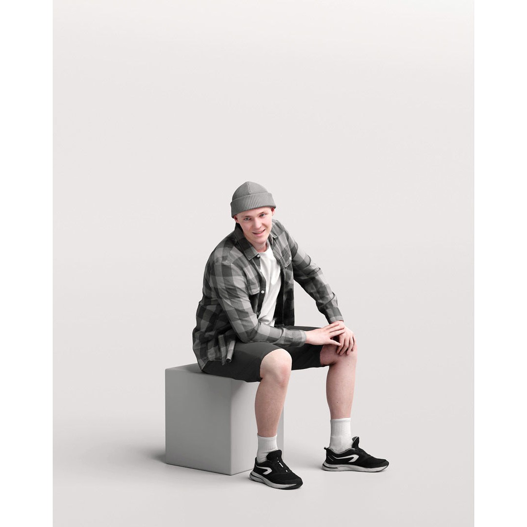Humano Sitting Man 3D Model – Realistic Character with PBR Textures - View 4