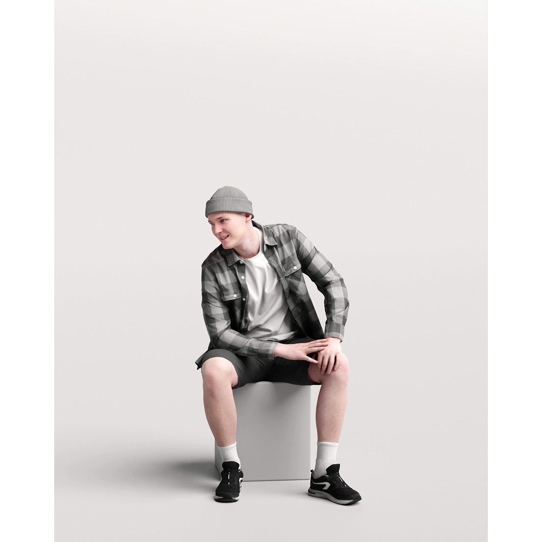Humano Sitting Man 3D Model – Realistic Character with PBR Textures - View 5