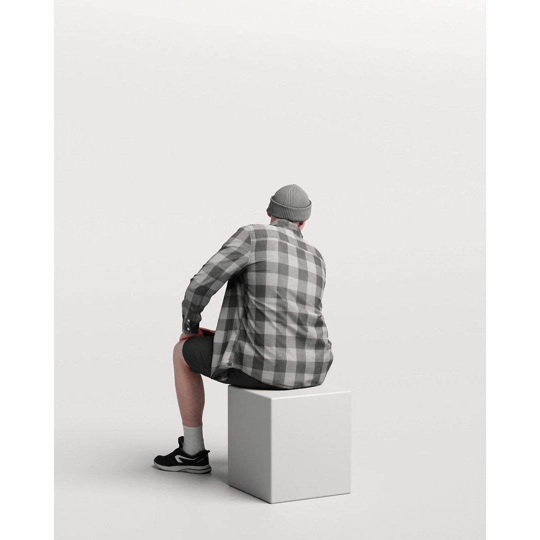 Humano Sitting Man 3D Model – Realistic Character with PBR Textures - View 6