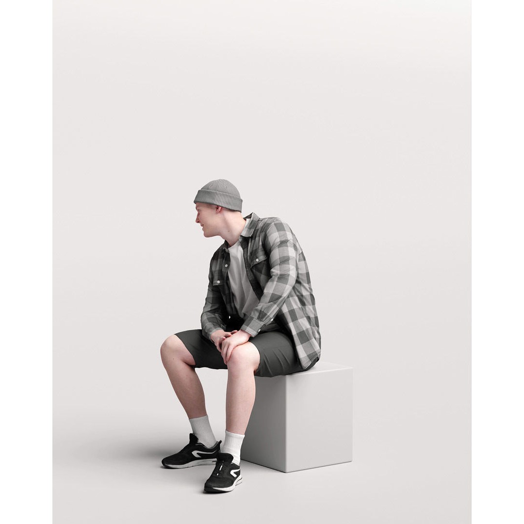 Humano Sitting Man 3D Model – Realistic Character with PBR Textures - View 7