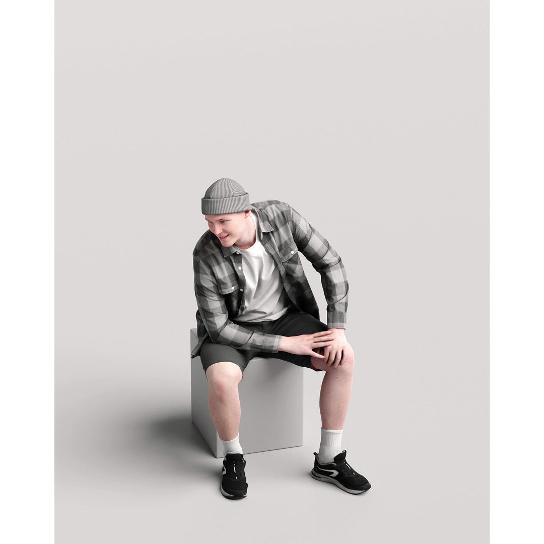 Humano Sitting Man 3D Model – Realistic Character with PBR Textures - View 8