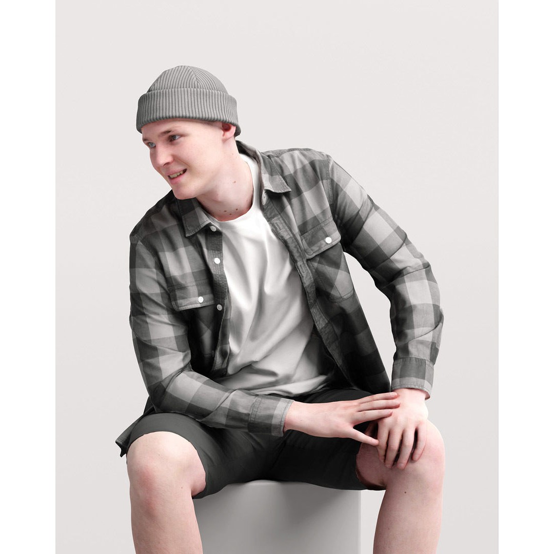 Humano Sitting Man 3D Model – Realistic Character with PBR Textures - View 9