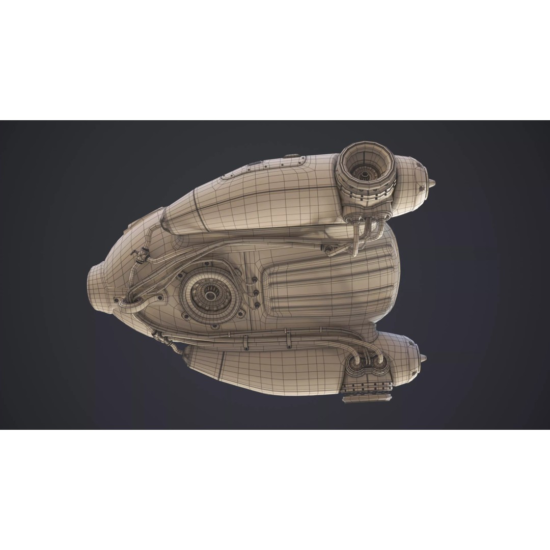Sci-Fi Ship 3D Model – High Poly Game-Ready Asset, FBX, OBJ - View 16