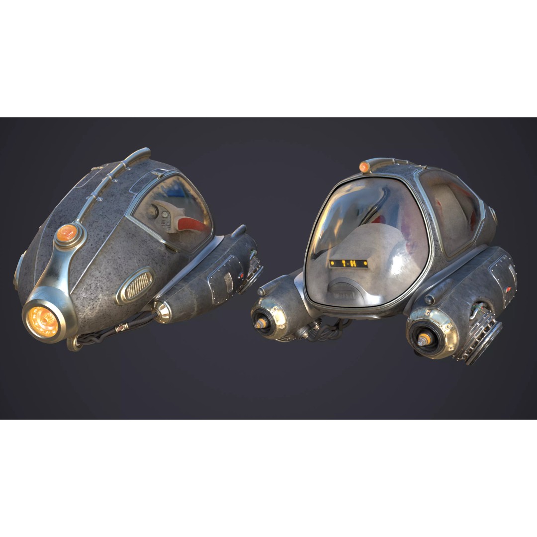Sci-Fi Ship 3D Model – High Poly Game-Ready Asset, FBX, OBJ - View 3