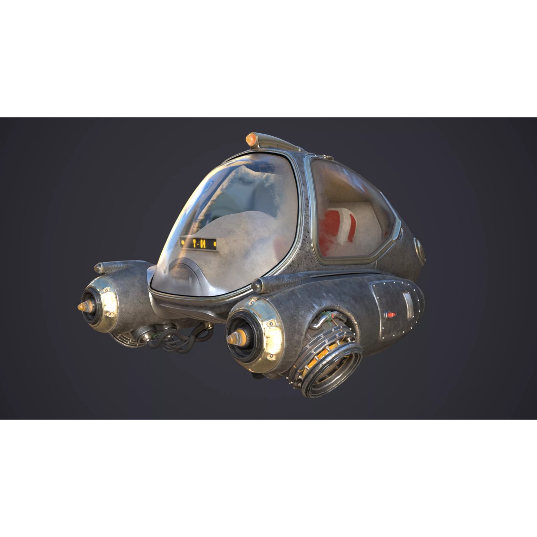 Sci-Fi Ship 3D Model – High Poly Game-Ready Asset, FBX, OBJ - View 4