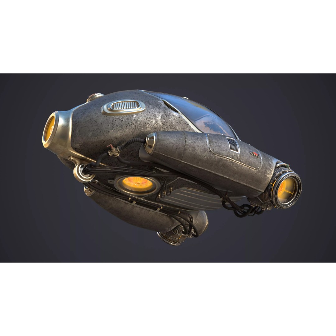 Sci-Fi Ship 3D Model – High Poly Game-Ready Asset, FBX, OBJ - View 8