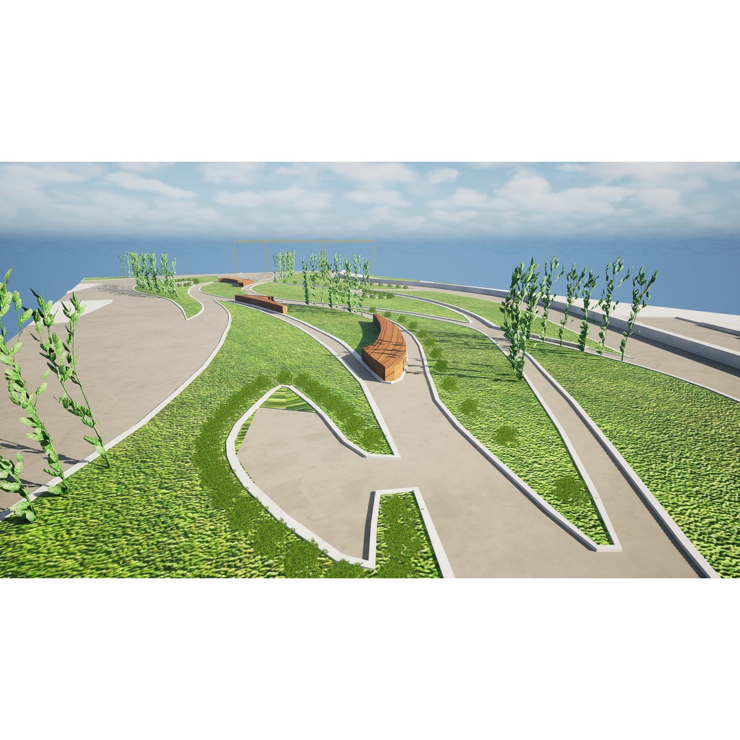 Low Poly Landmark Park 3D Model – Abstract Game Asset, FBX, PBR - View 11