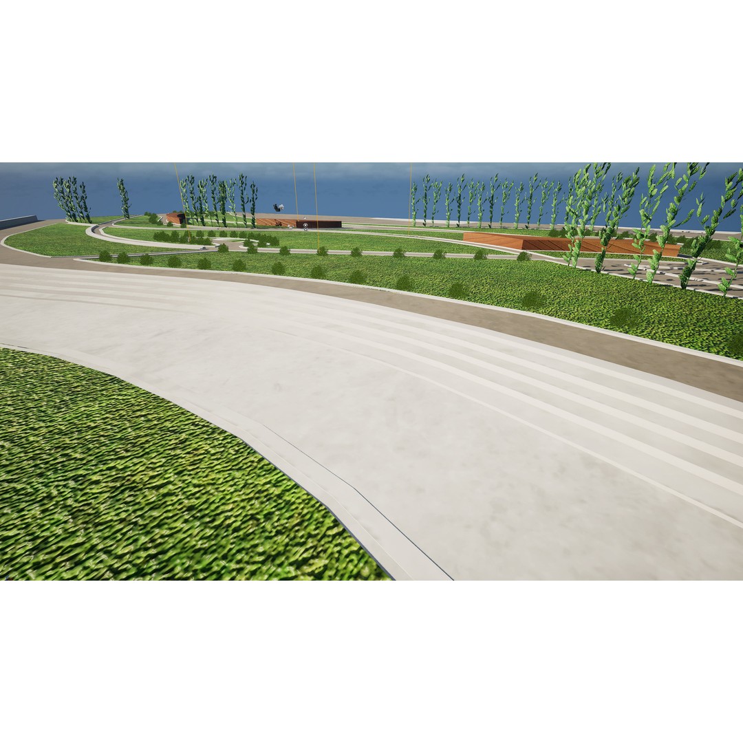 Low Poly Landmark Park 3D Model – Abstract Game Asset, FBX, PBR - View 12