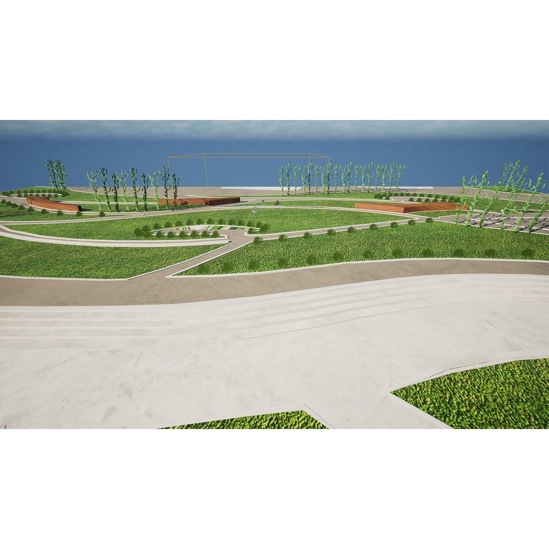 Low Poly Landmark Park 3D Model – Abstract Game Asset, FBX, PBR - View 9