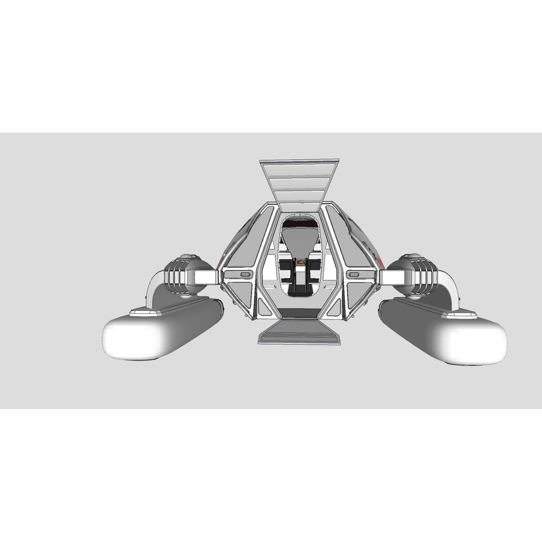 Spaceship 3D Model – Futuristic Low Poly Rigged Asset, FBX, OBJ - View 11