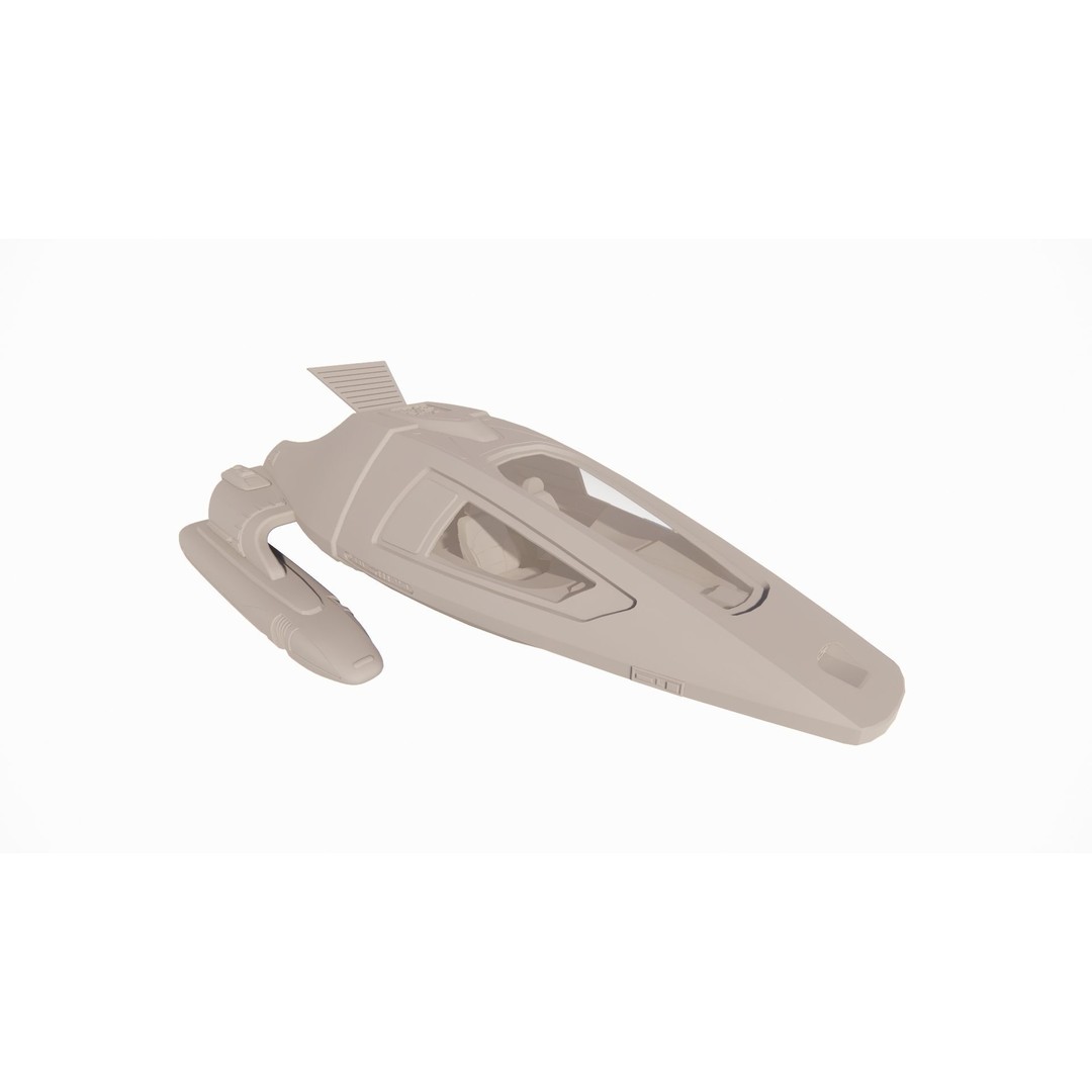 Spaceship 3D Model – Futuristic Low Poly Rigged Asset, FBX, OBJ - View 13
