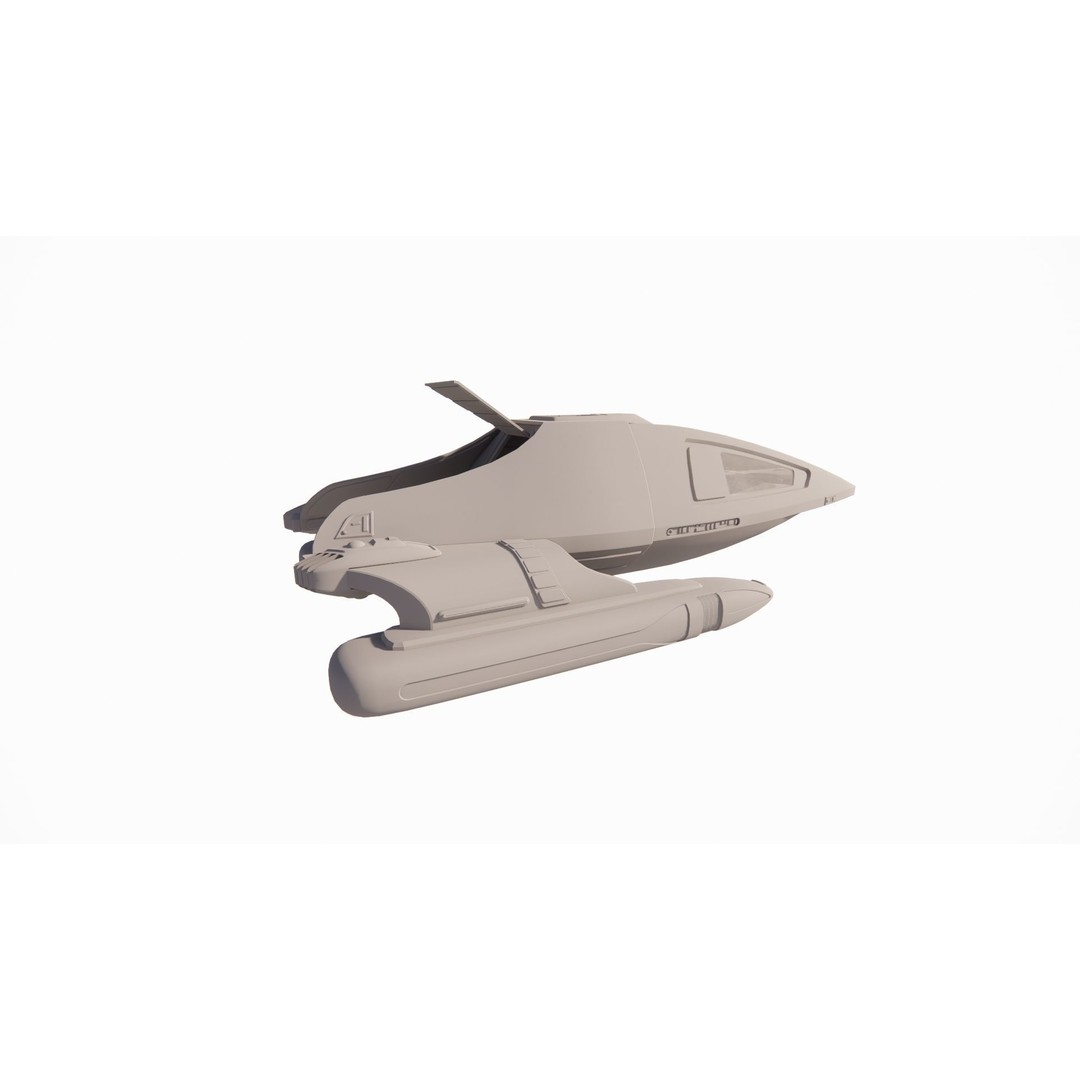 Spaceship 3D Model – Futuristic Low Poly Rigged Asset, FBX, OBJ - View 16