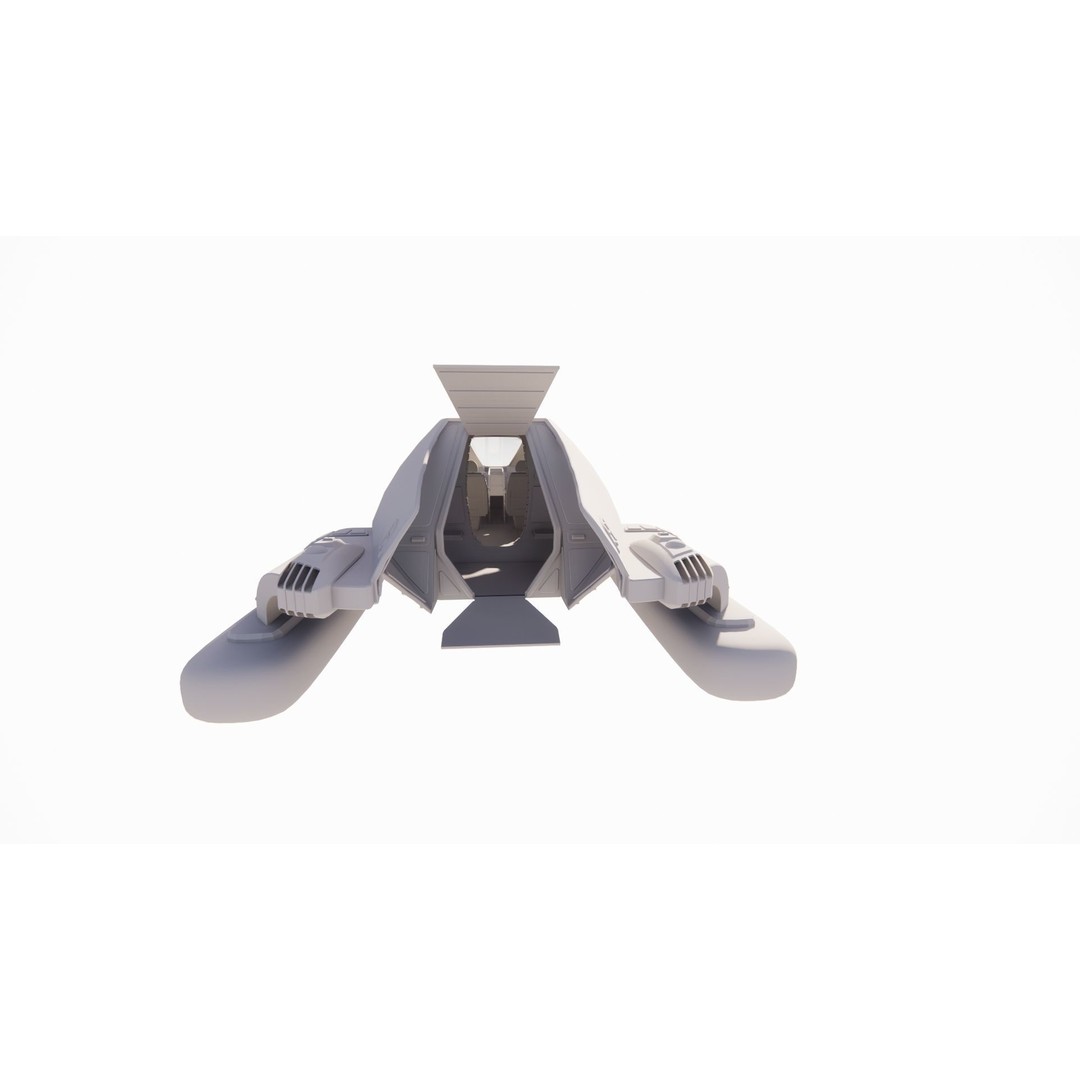 Spaceship 3D Model – Futuristic Low Poly Rigged Asset, FBX, OBJ - View 17