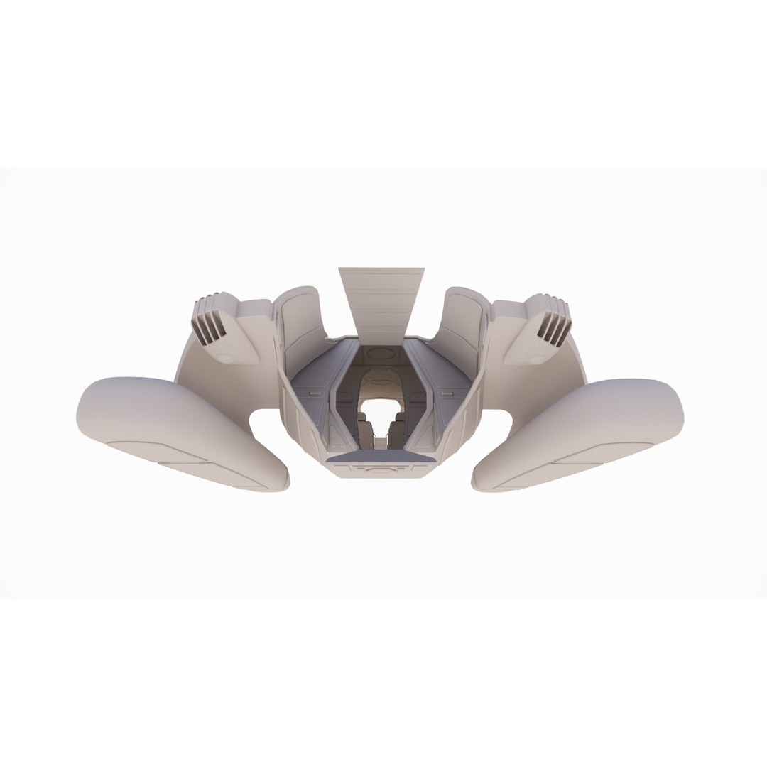 Spaceship 3D Model – Futuristic Low Poly Rigged Asset, FBX, OBJ - View 18
