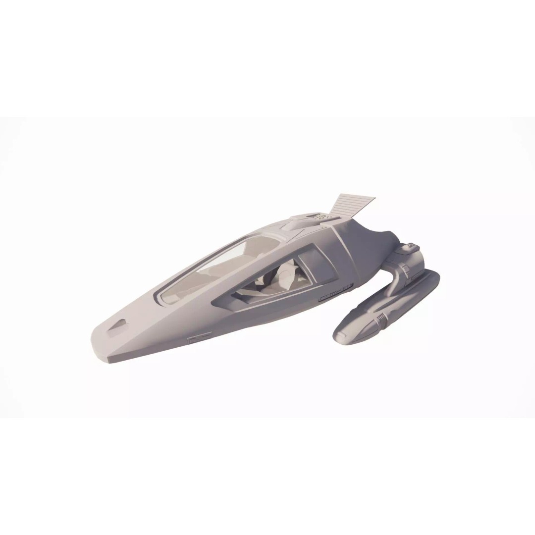Spaceship 3D Model – Futuristic Low Poly Rigged Asset, FBX, OBJ - View 2