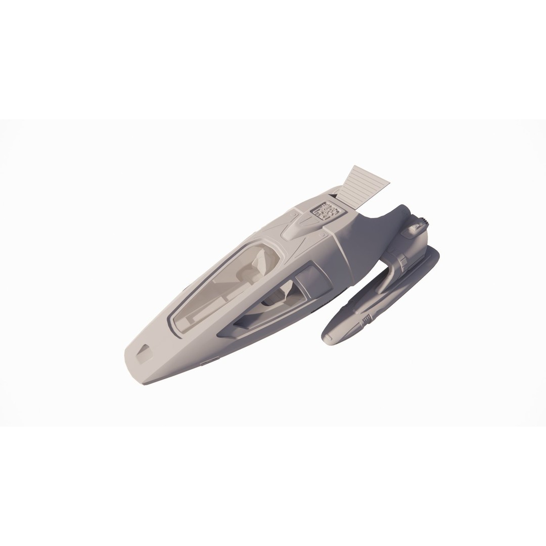 Spaceship 3D Model – Futuristic Low Poly Rigged Asset, FBX, OBJ - View 20