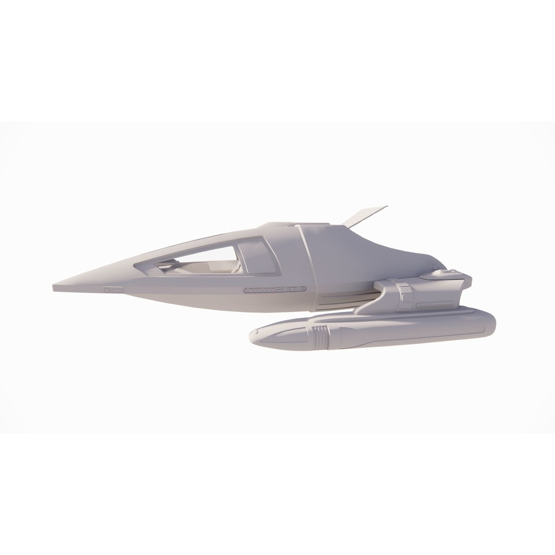 Spaceship 3D Model – Futuristic Low Poly Rigged Asset, FBX, OBJ - View 3
