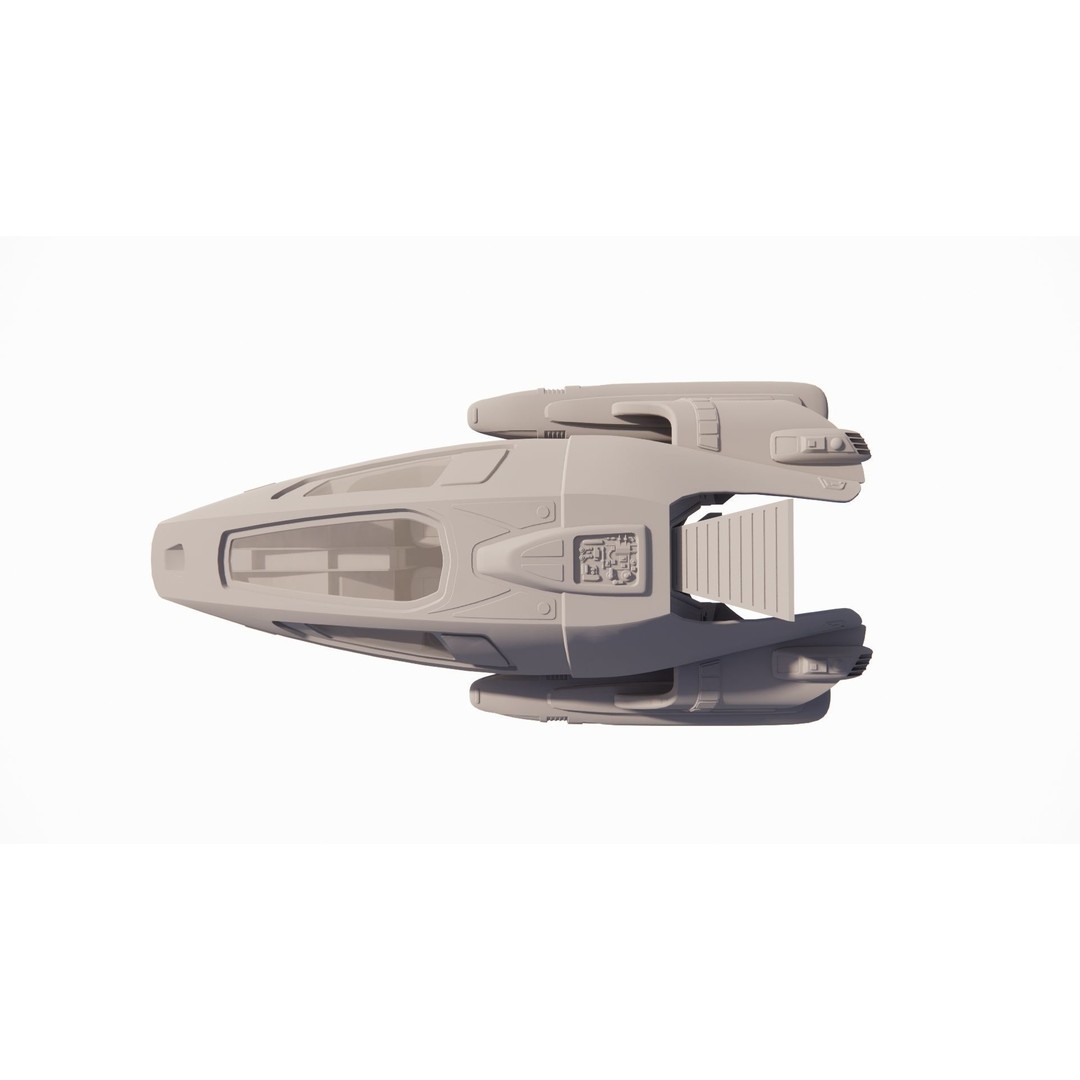 Spaceship 3D Model – Futuristic Low Poly Rigged Asset, FBX, OBJ - View 4