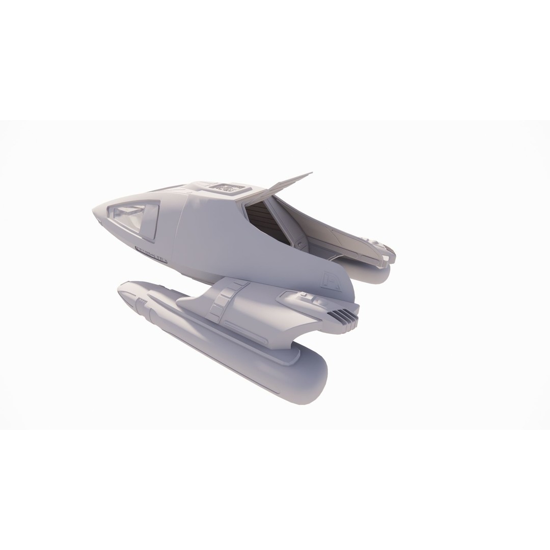 Spaceship 3D Model – Futuristic Low Poly Rigged Asset, FBX, OBJ - View 5