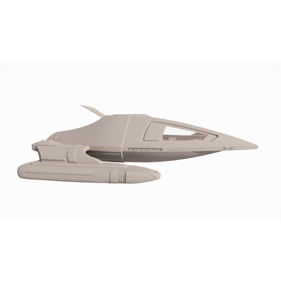 Spaceship 3D Model – Futuristic Low Poly Rigged Asset, FBX, OBJ - View 6