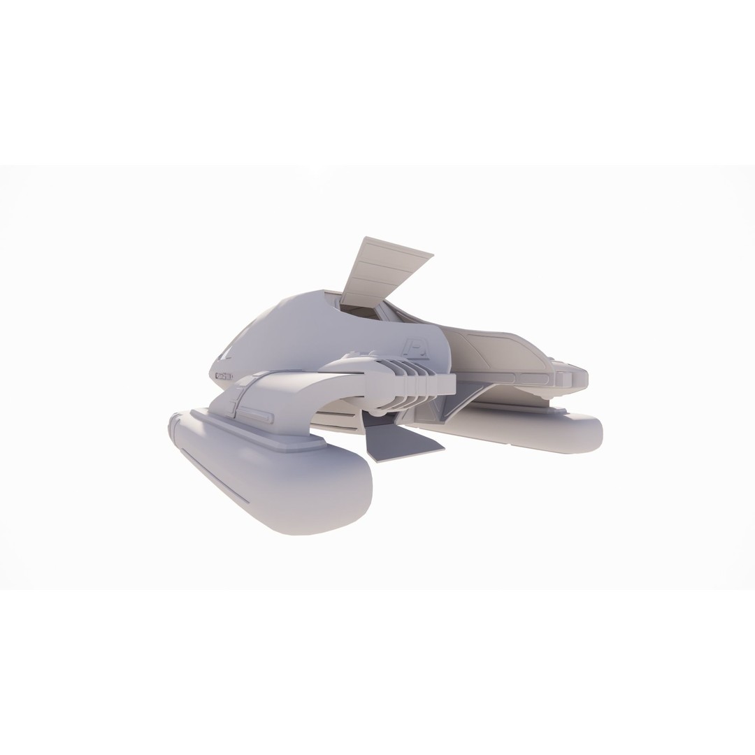 Spaceship 3D Model – Futuristic Low Poly Rigged Asset, FBX, OBJ - View 7