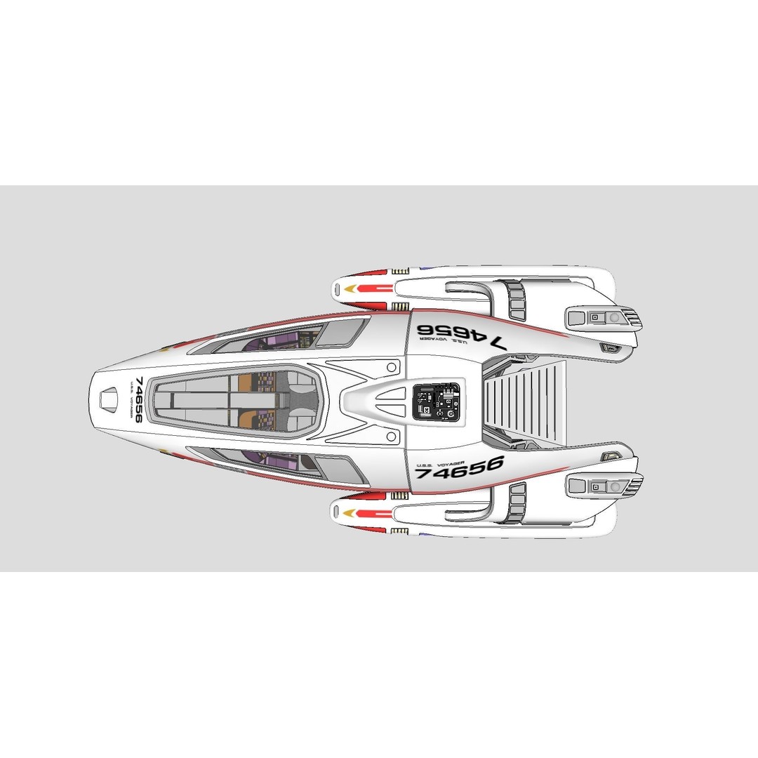 Spaceship 3D Model – Futuristic Low Poly Rigged Asset, FBX, OBJ - View 9