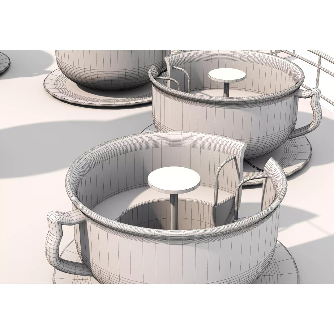 Tea Cup Carousel 3D Model – Low Poly Game Asset, FBX & OBJ
