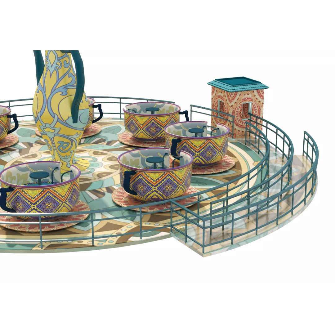 Tea Cup Carousel 3D Model – Low Poly Game Asset, FBX & OBJ - View 11