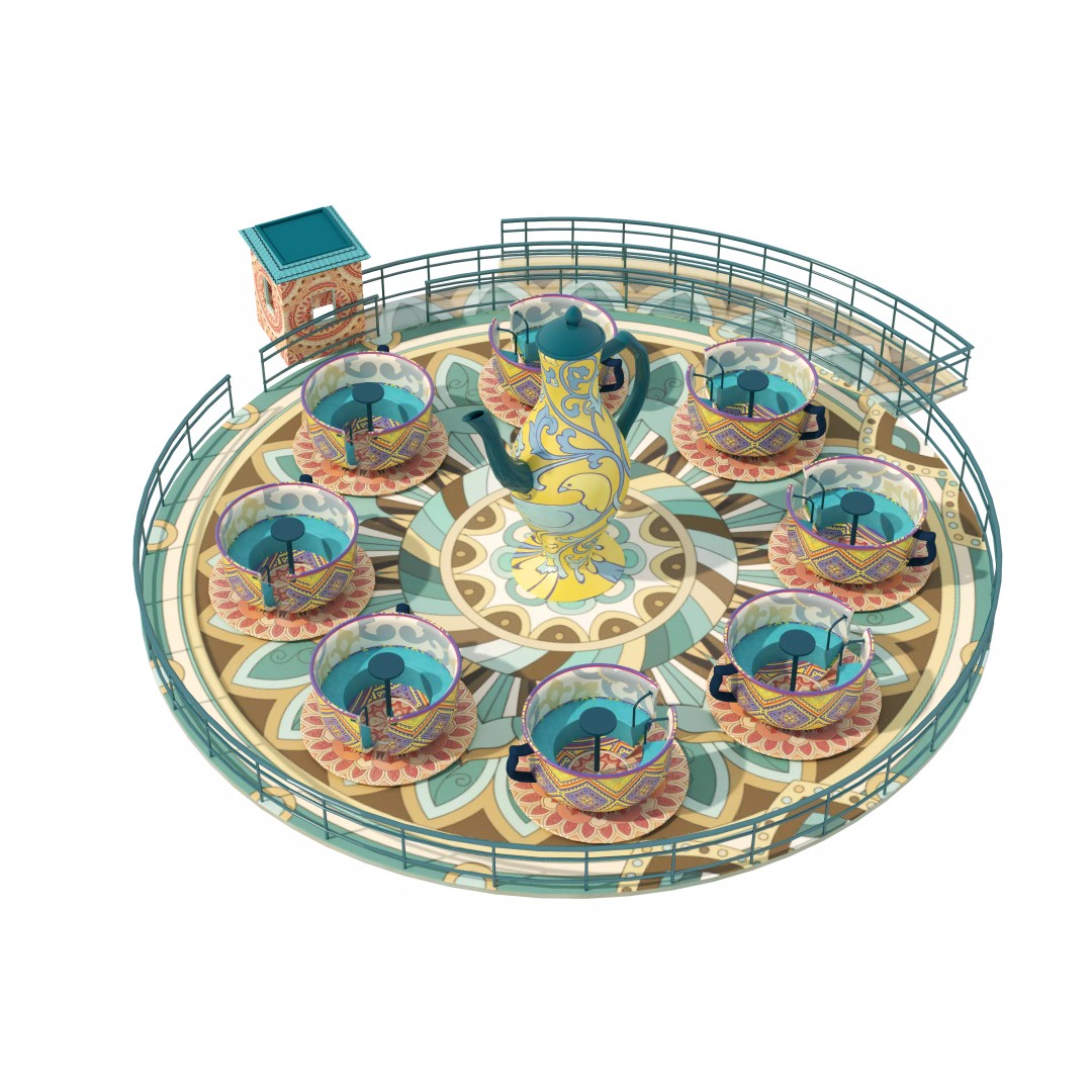 Tea Cup Carousel 3D Model – Low Poly Game Asset, FBX & OBJ - View 15
