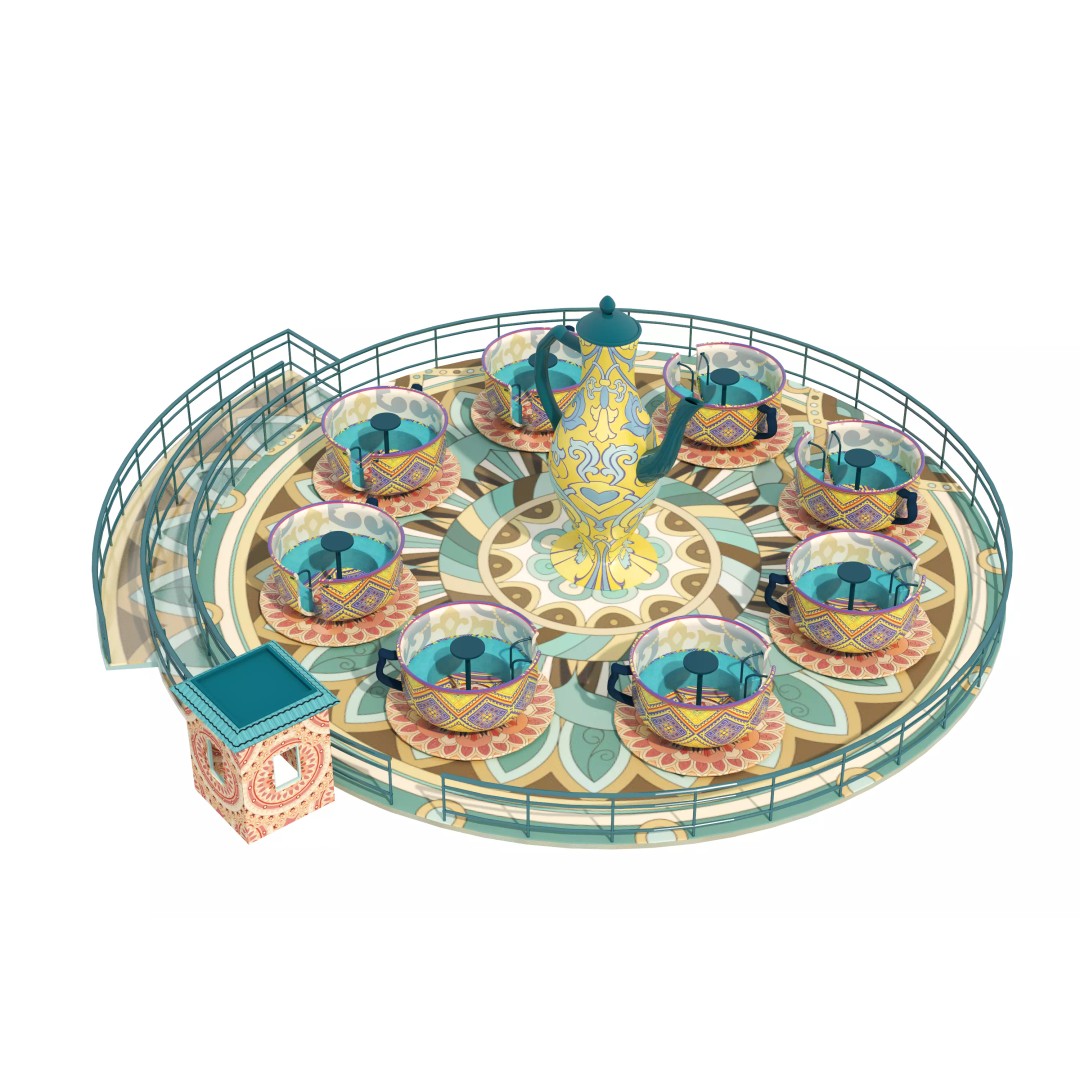 Tea Cup Carousel 3D Model – Low Poly Game Asset, FBX & OBJ - View 16