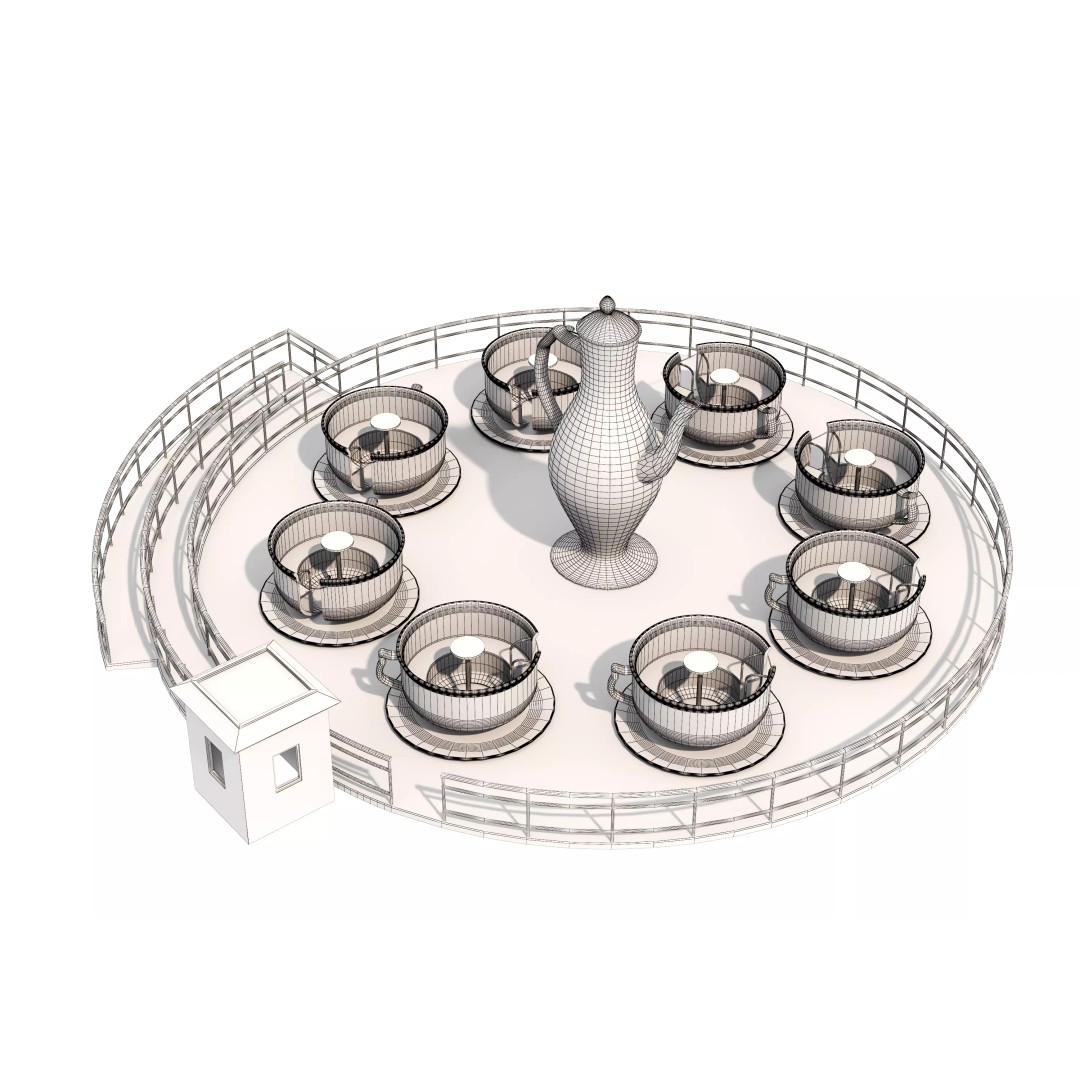 Tea Cup Carousel 3D Model – Low Poly Game Asset, FBX & OBJ - View 19