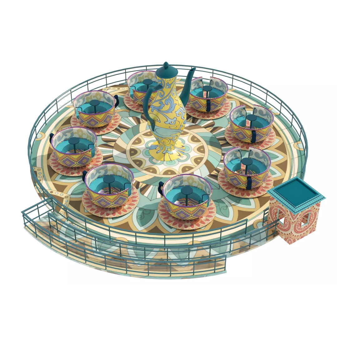 Tea Cup Carousel 3D Model – Low Poly Game Asset, FBX & OBJ - View 2