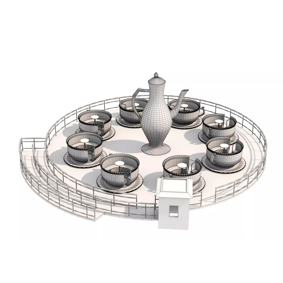 Tea Cup Carousel 3D Model – Low Poly Game Asset, FBX & OBJ - View 20