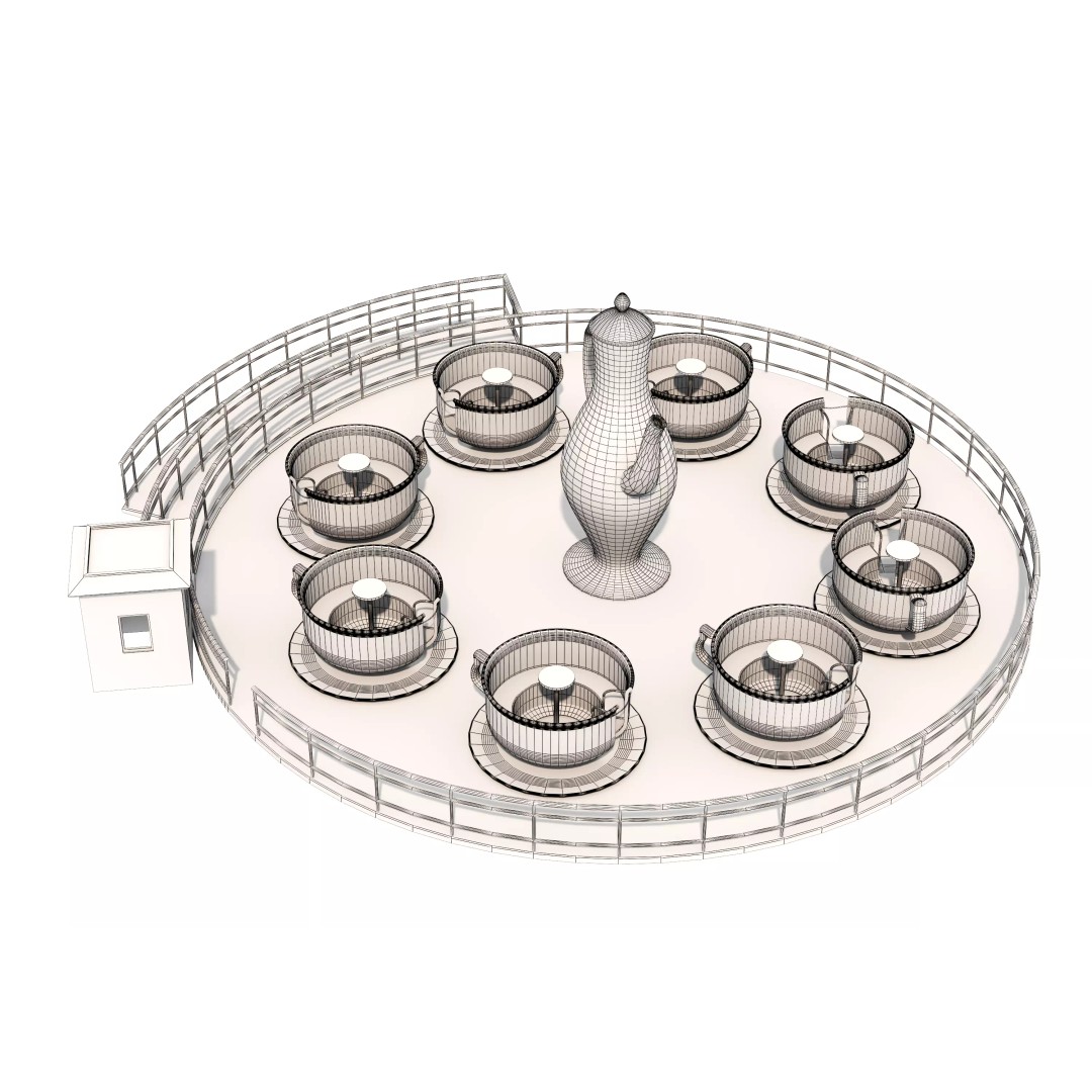 Tea Cup Carousel 3D Model – Low Poly Game Asset, FBX & OBJ - View 21