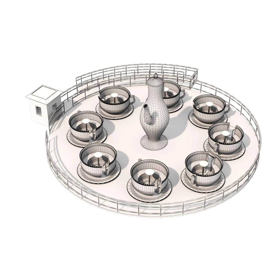 Tea Cup Carousel 3D Model – Low Poly Game Asset, FBX & OBJ - View 22