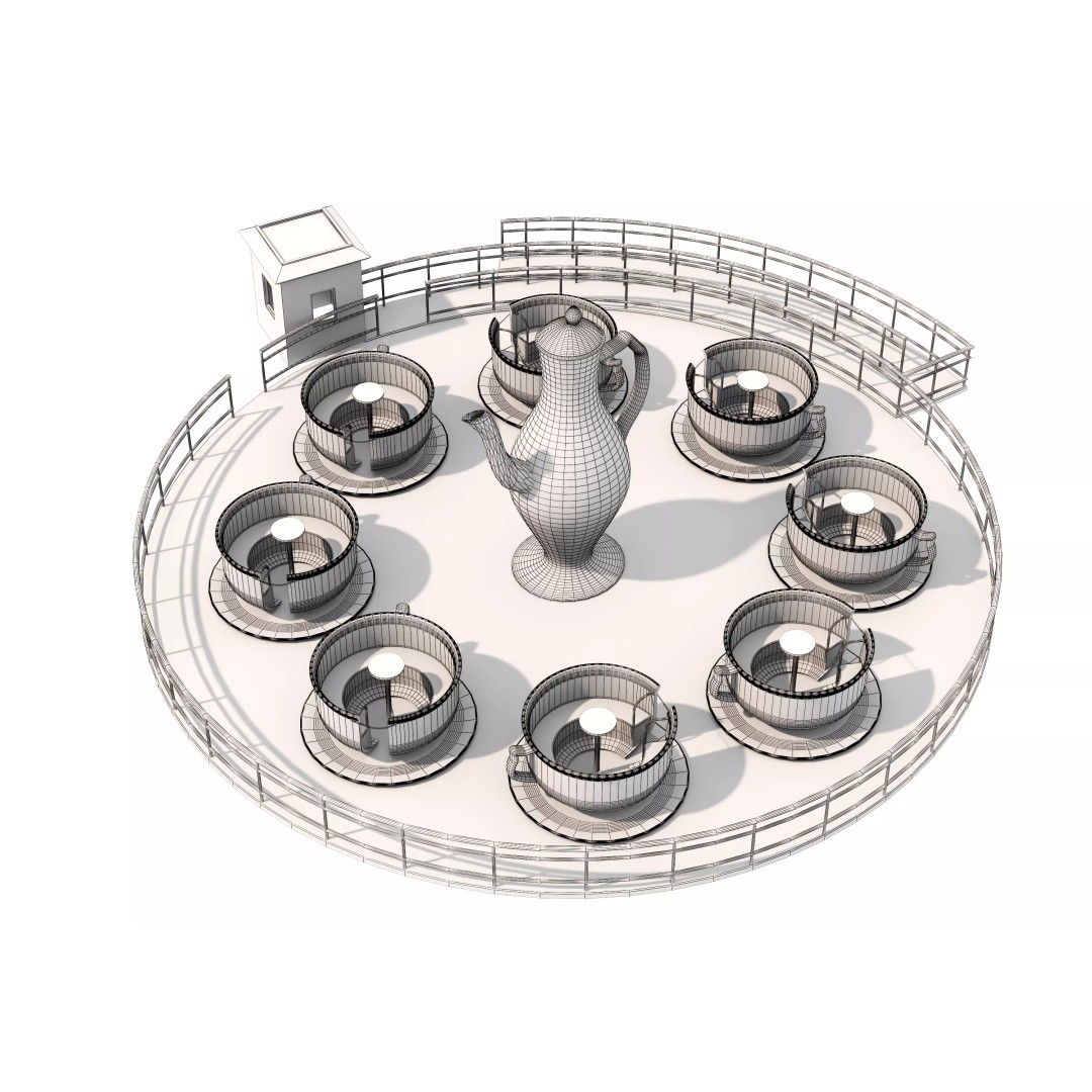 Tea Cup Carousel 3D Model – Low Poly Game Asset, FBX & OBJ - View 23