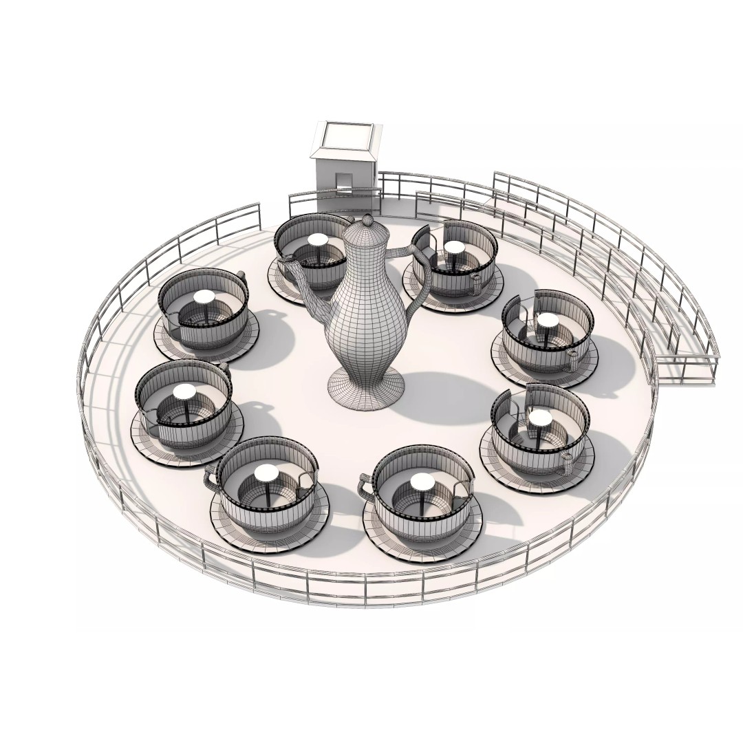 Tea Cup Carousel 3D Model – Low Poly Game Asset, FBX & OBJ - View 24